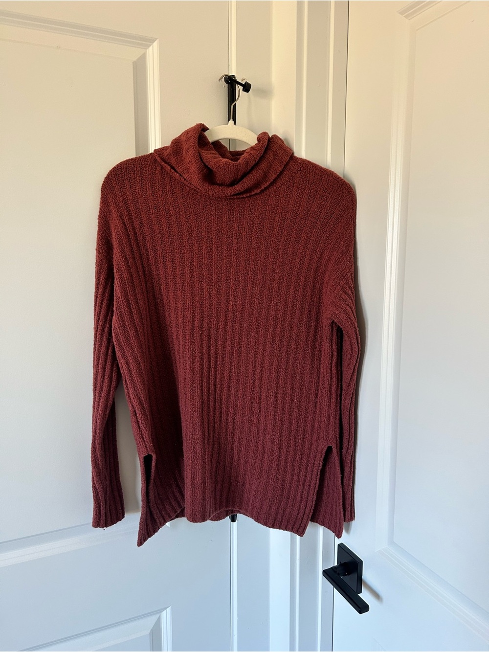 LOFT Cozy Ribbed Turtleneck Sweater - Rust